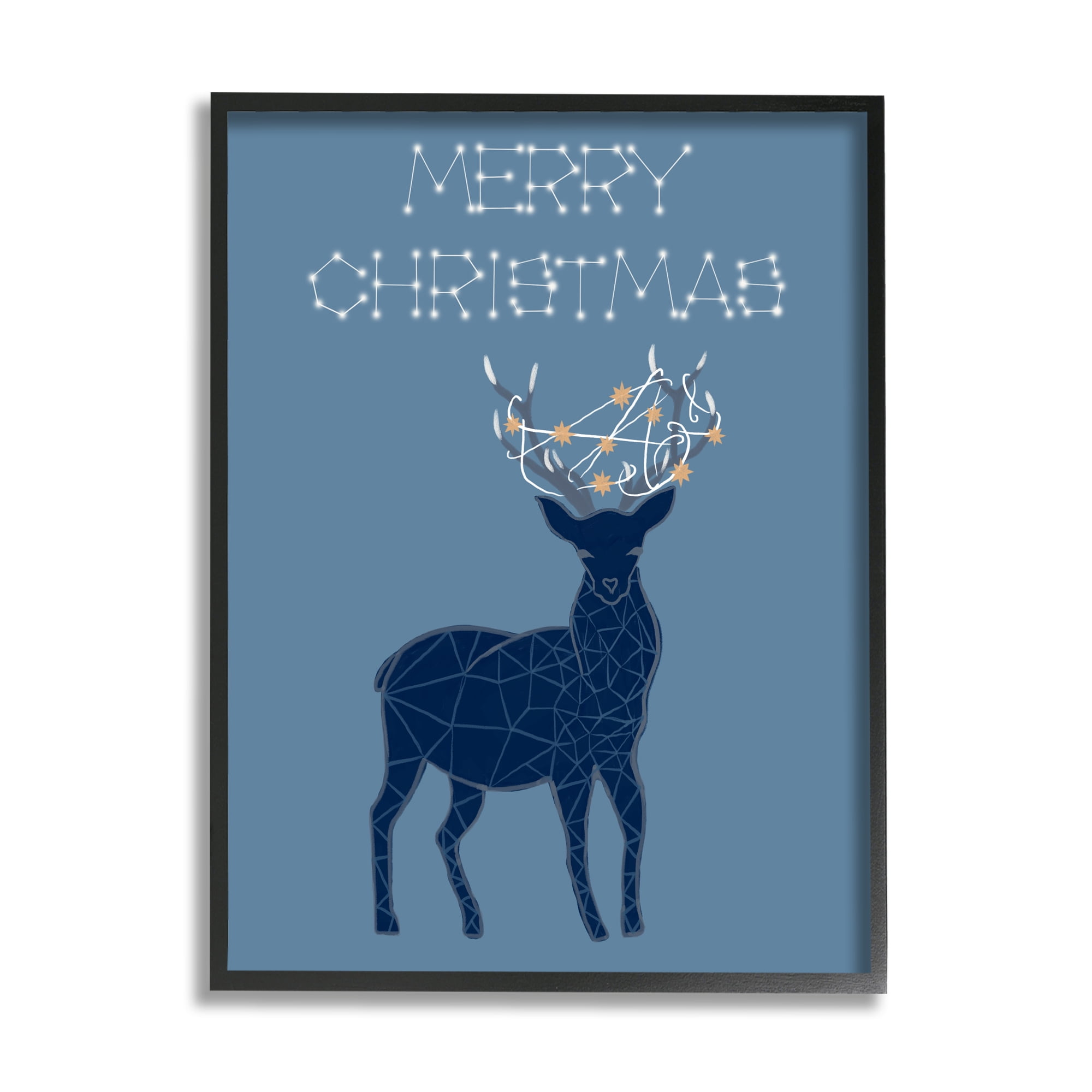 Stupell Industries Christmas Constellations Deer Holiday Painting Black Framed Art Print Wall Art, 11 x 14