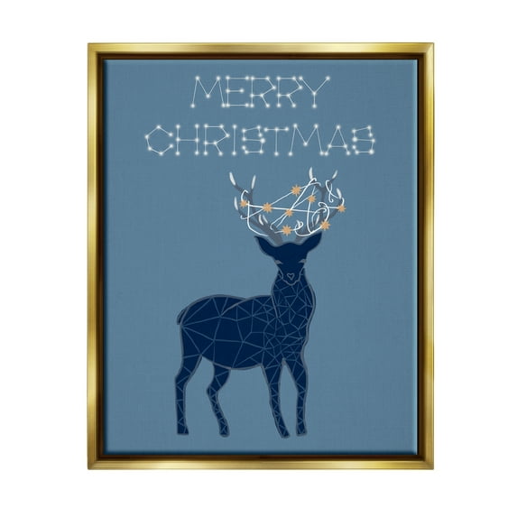 Stupell Industries Christmas Constellations Deer Holiday Painting Gold Floater Framed Art Print Wall Art, 25 x 31
