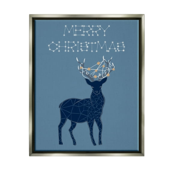 Stupell Industries Christmas Constellations Deer Holiday Painting Gray Floater Framed Art Print Wall Art, 25 x 31
