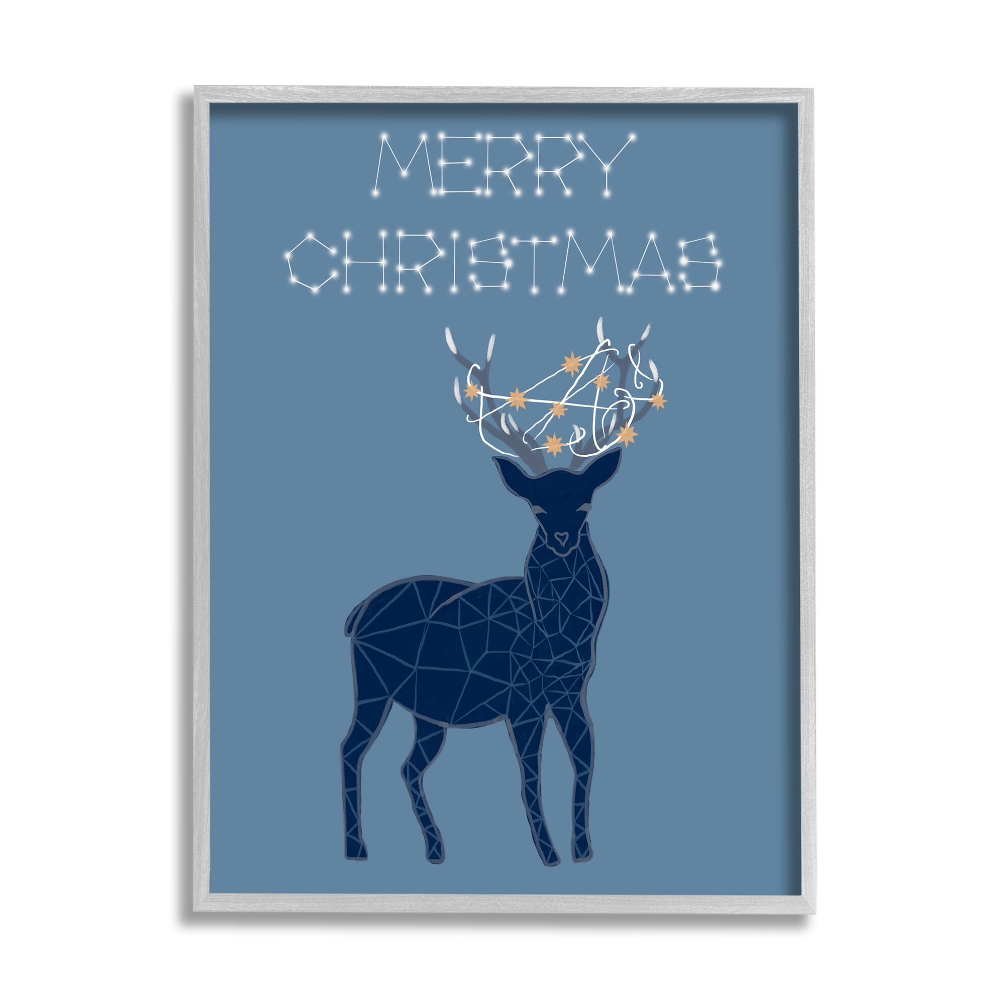 Stupell Industries Christmas Constellations Deer Holiday Painting Gray Framed Art Print Wall Art, 16 x 20