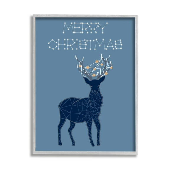 Stupell Industries Christmas Constellations Deer Holiday Painting Gray Framed Art Print Wall Art, 24 x 30