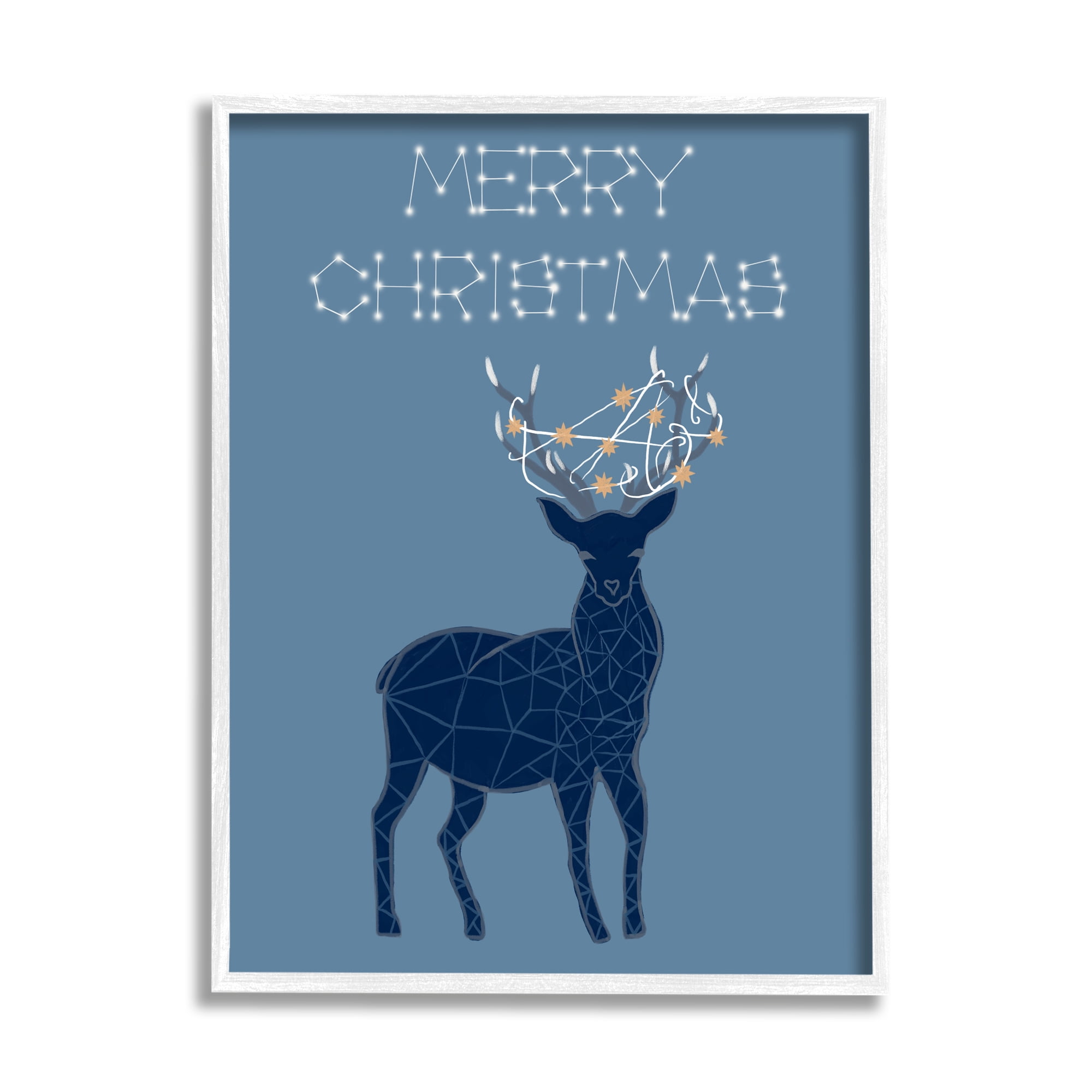 Stupell Industries Christmas Constellations Deer Holiday Painting White Framed Art Print Wall Art, 24 x 30