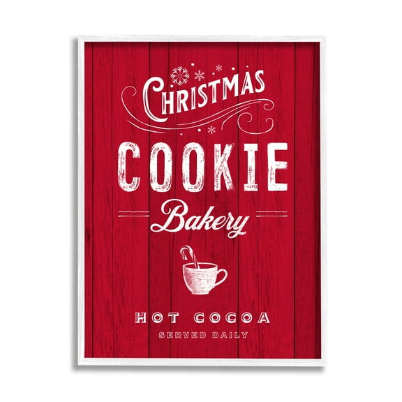 Stupell Industries Christmas Cookie Bakery Holiday Advertisement Festive Cocoa Food & Beverage Painting White Framed Art Print Wall Art, 16 x 20