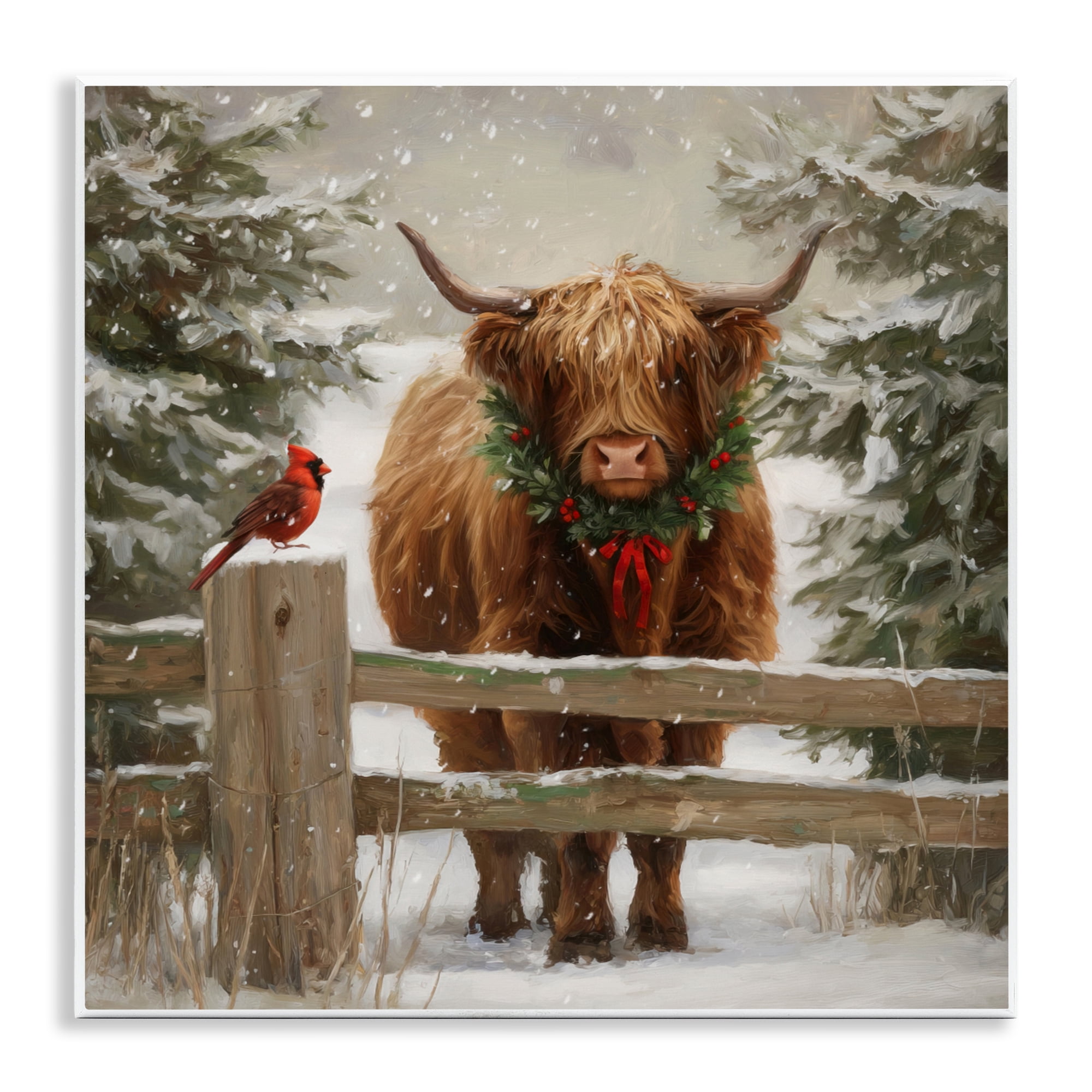 Stupell Industries Christmas Cow & Cardinal Wall Plaque Art, design by Tina LeCour