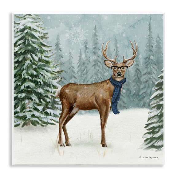 Stupell Industries Christmas Critters Reindeer Animals Painting Unframed Art Print Wall Art, 12 x 12