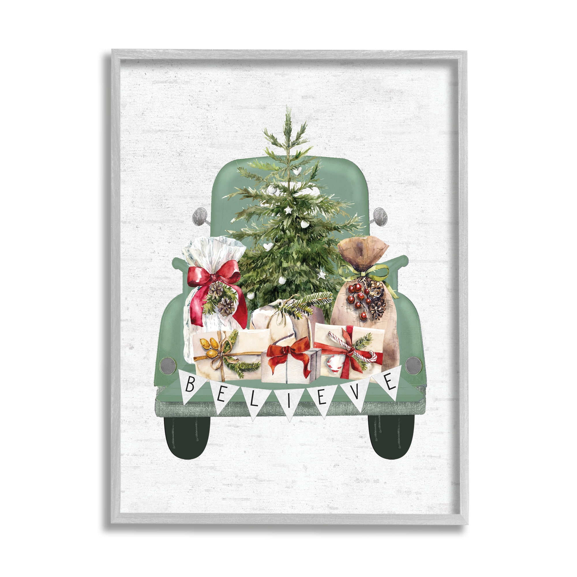 Stupell Industries Christmas Gift Pickup Holiday Painting Gray Framed Art Print Wall Art, 11 x 14