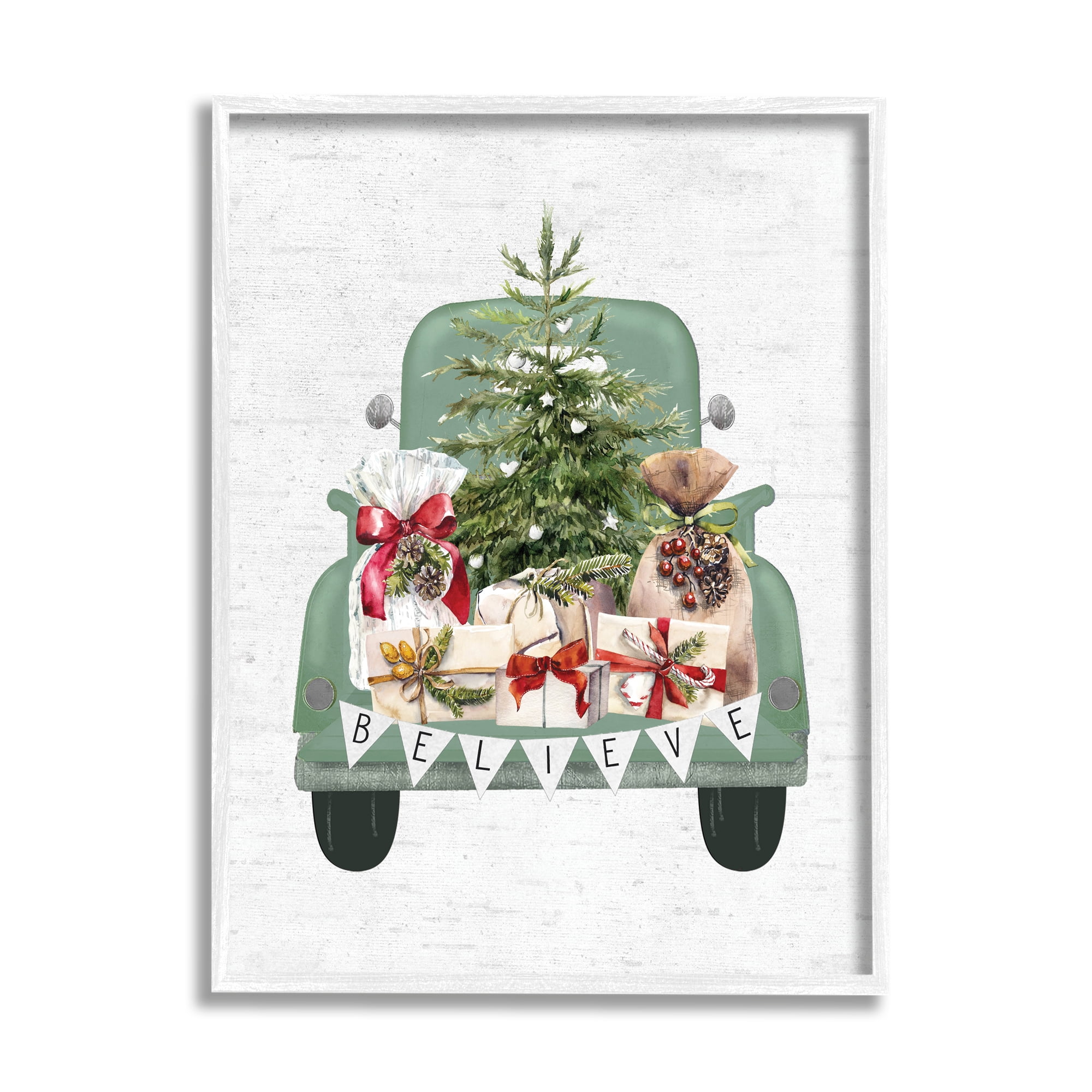 Stupell Industries Christmas Gift Pickup Holiday Painting White Framed Art Print Wall Art, 16 x 20