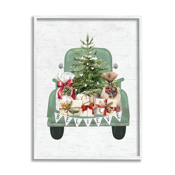 Stupell Industries Christmas Gift Pickup Holiday Painting White Framed Art Print Wall Art, 16 x 20