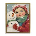 thumbnail image 1 of Stupell Industries Cottage Christmas Girl & Snowman Embrace Gold Floating Frame Canvas Art, 17 x 21, by The Prints Vibe, 1 of 8