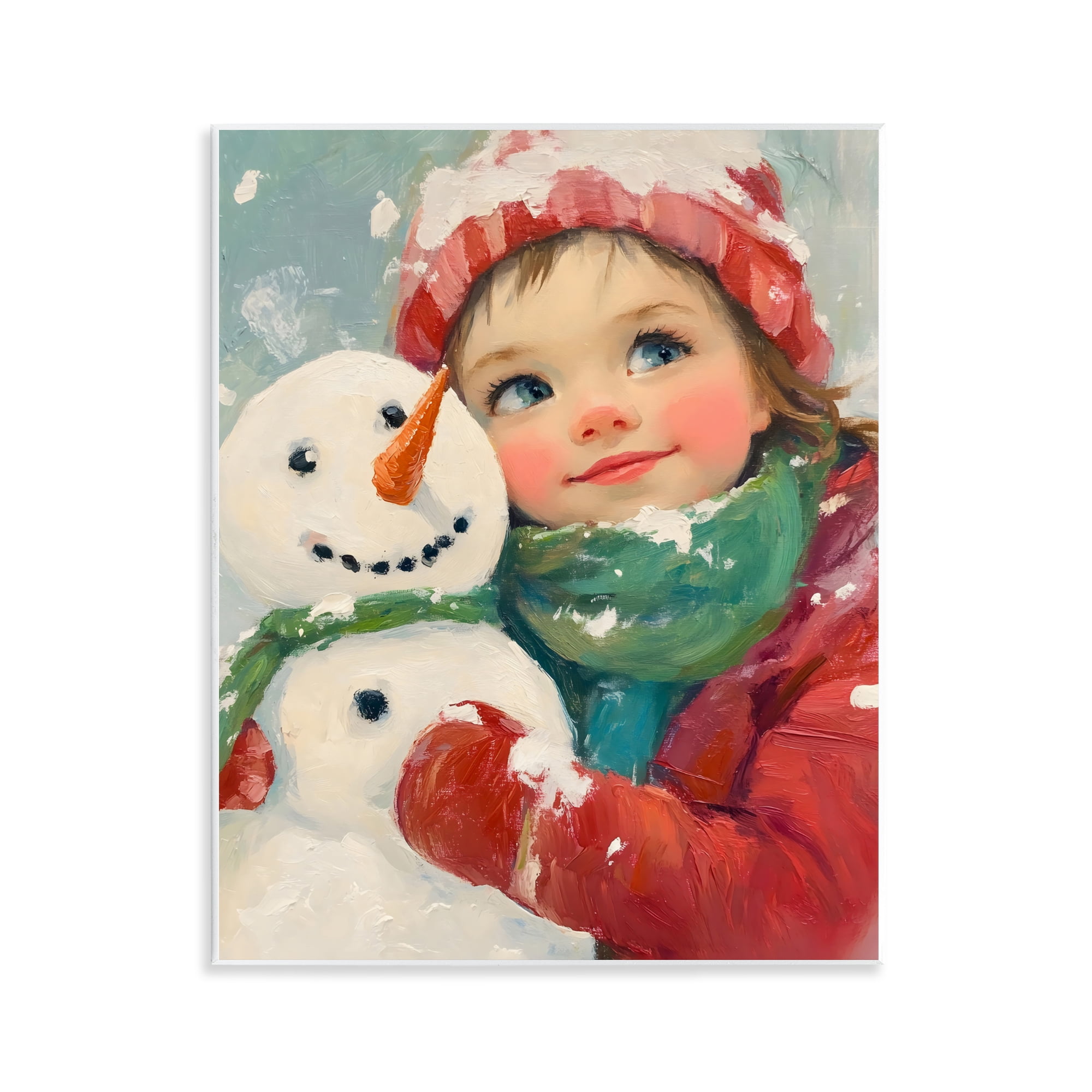 Stupell Industries Christmas Girl & Snowman Embrace Wall Plaque Art, design by The Prints Vibe