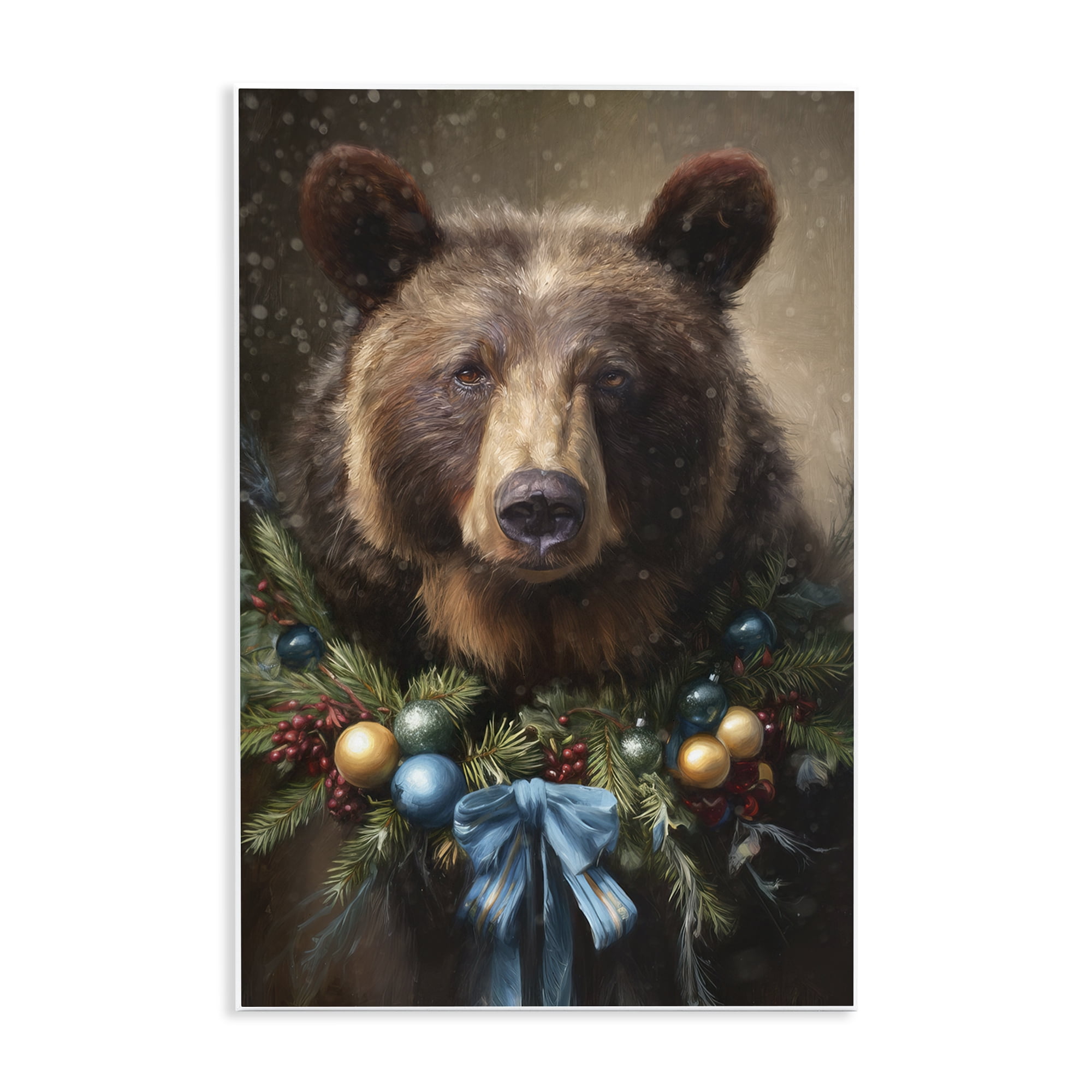 Stupell Industries Christmas Grizzly with Wreath Wall Plaque Art, design by Tina LeCour