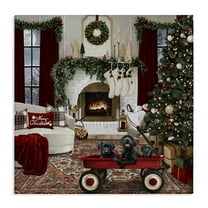 Stupell Industries Christmas Hearth Lounge Holiday Painting Gallery Wrapped Canvas Art Prints Wall Art, 17 x 17