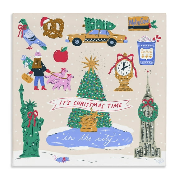 Stupell Industries Christmas In New York City Canvas Wall Art design by Krissy Mast, 24 x 24