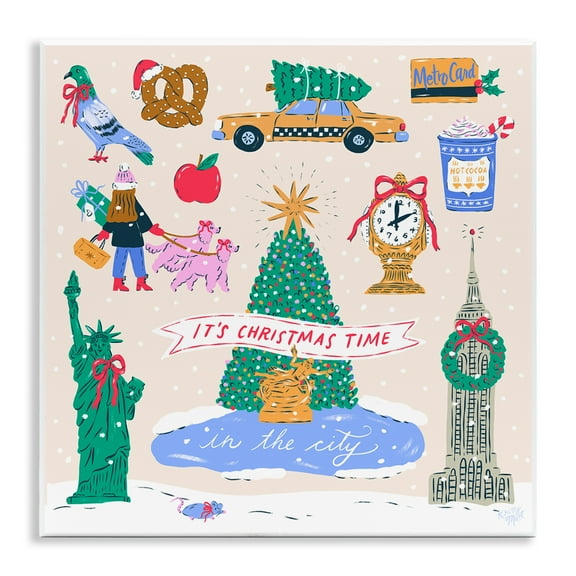 Stupell Industries Christmas In New York City Wall Plaque Art design by Krissy Mast, 12 x 12