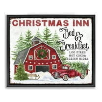 Stupell Industries Christmas Inn Shop Holiday Painting Black Floater Framed Canvas Art Prints Wall Art, 21 x 17