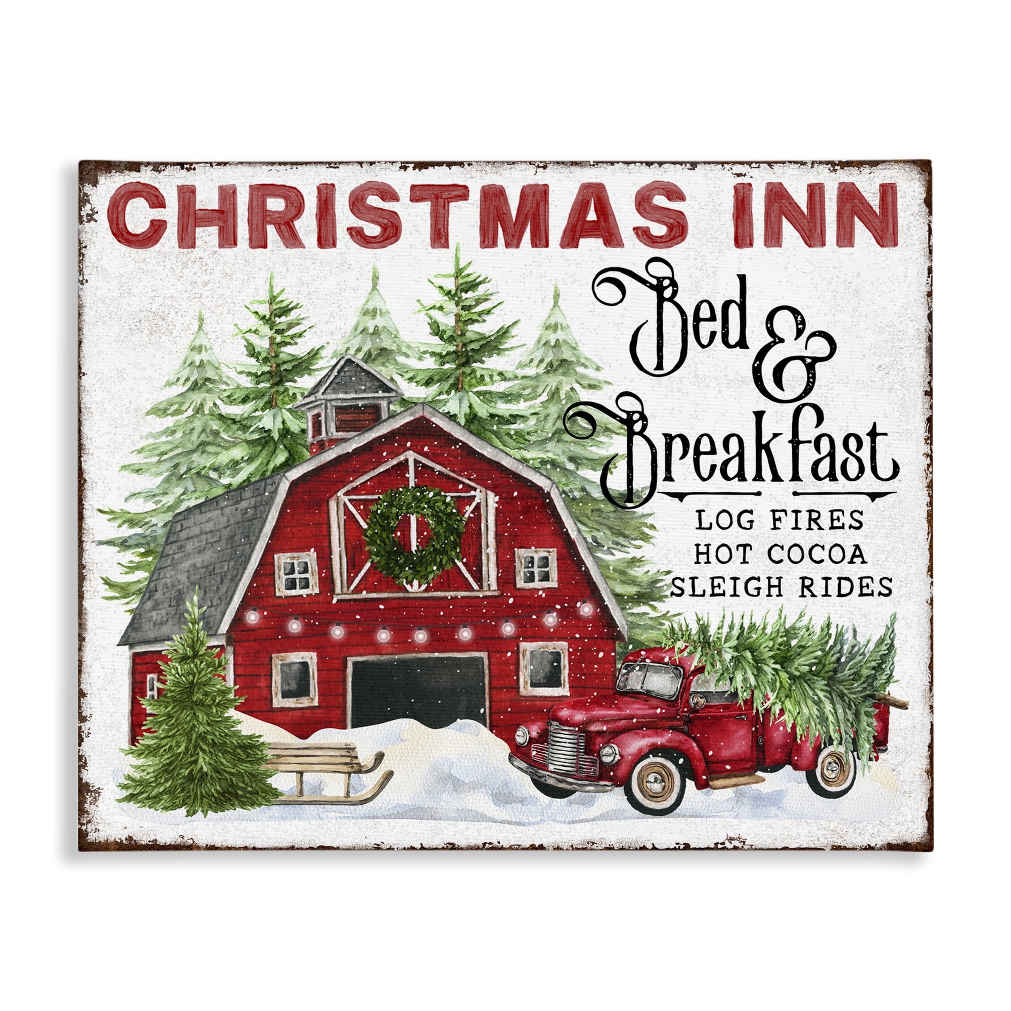 Stupell Industries Christmas Inn Shop Holiday Painting Gallery Wrapped Canvas Art Prints Wall Art, 48 x 36