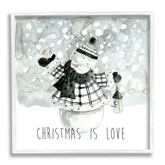 Stupell Industries Christmas Is Love Phrase Holiday Painting White Framed Art Print Wall Art, 24 x 24