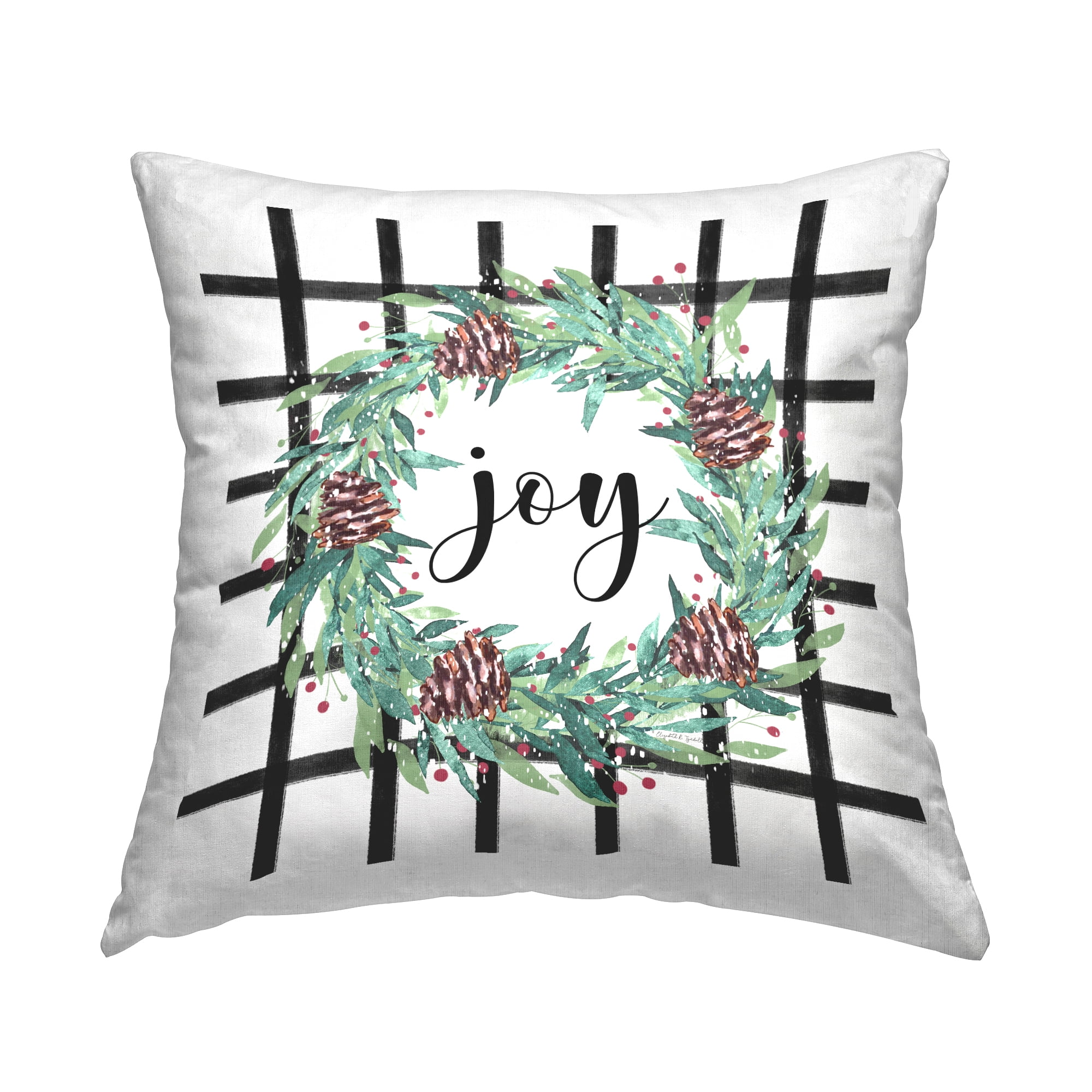 Stupell Industries Christmas Joy Pinecone Wreath Printed Throw Pillow Design by Elizabeth Tyndall