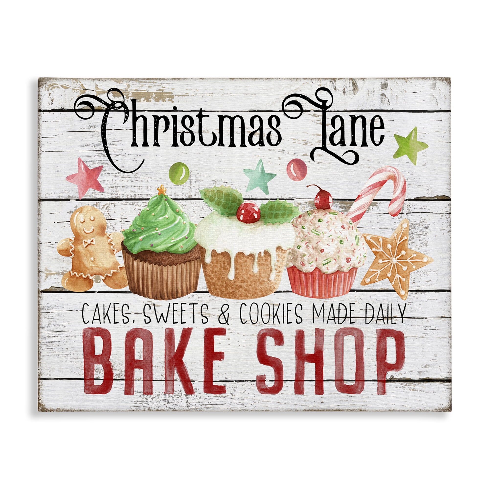 Stupell Industries Christmas Lane Bake Shop Holiday Painting Gallery Wrapped Canvas Art Prints Wall Art, 48 x 36