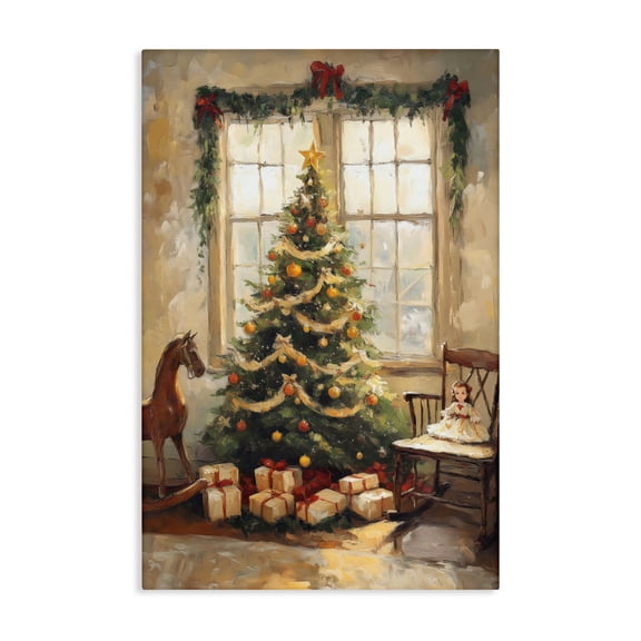 Christmas Morning Window View Canvas Art, 20 x 30, Made In USA