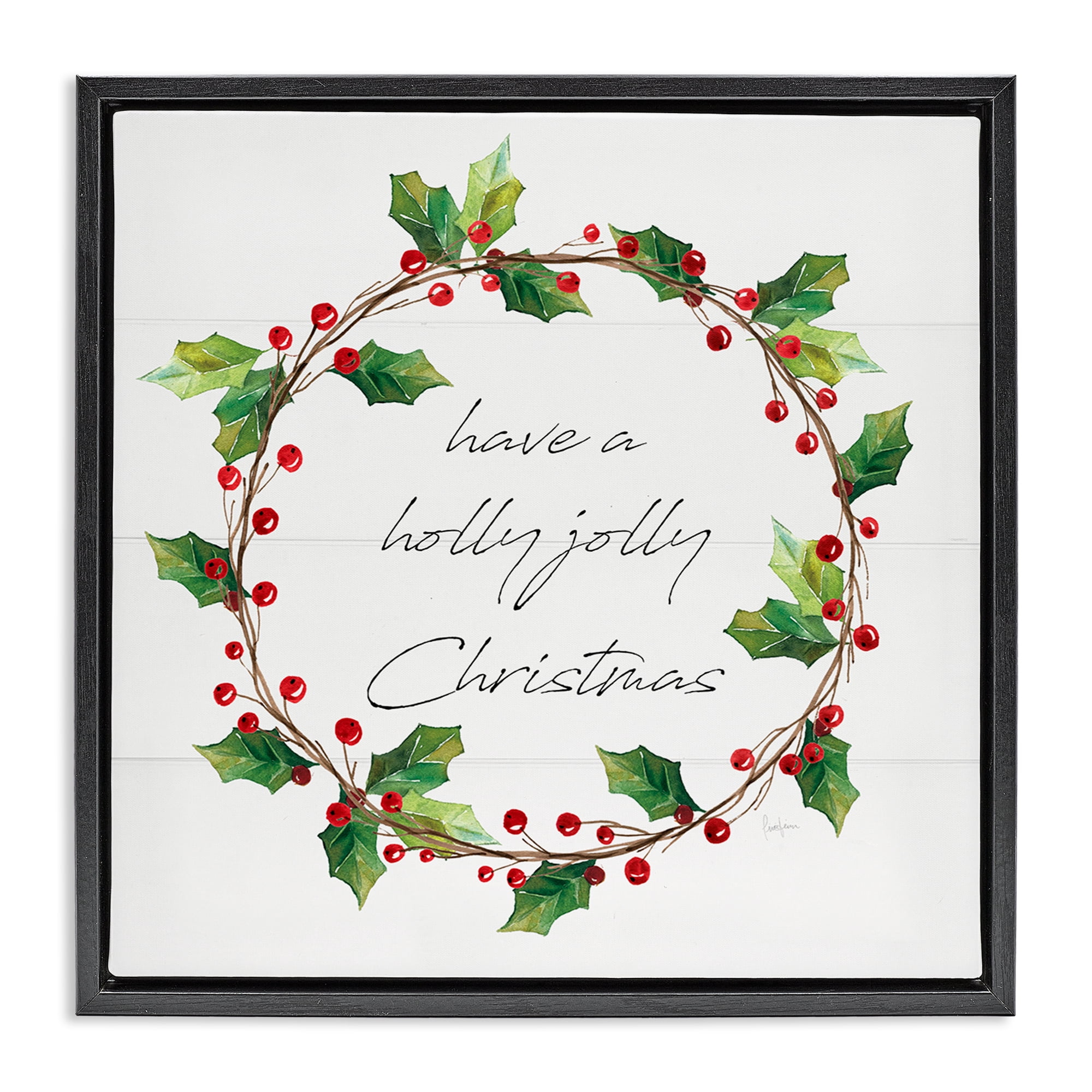 Stupell Industries Christmas Seasonal Phrase Holiday Painting Black Floater Framed Canvas Art Prints Wall Art, 18 x 18