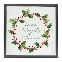 Stupell Industries Christmas Seasonal Phrase Holiday Painting Black Floater Framed Canvas Art Prints Wall Art, 18 x 18