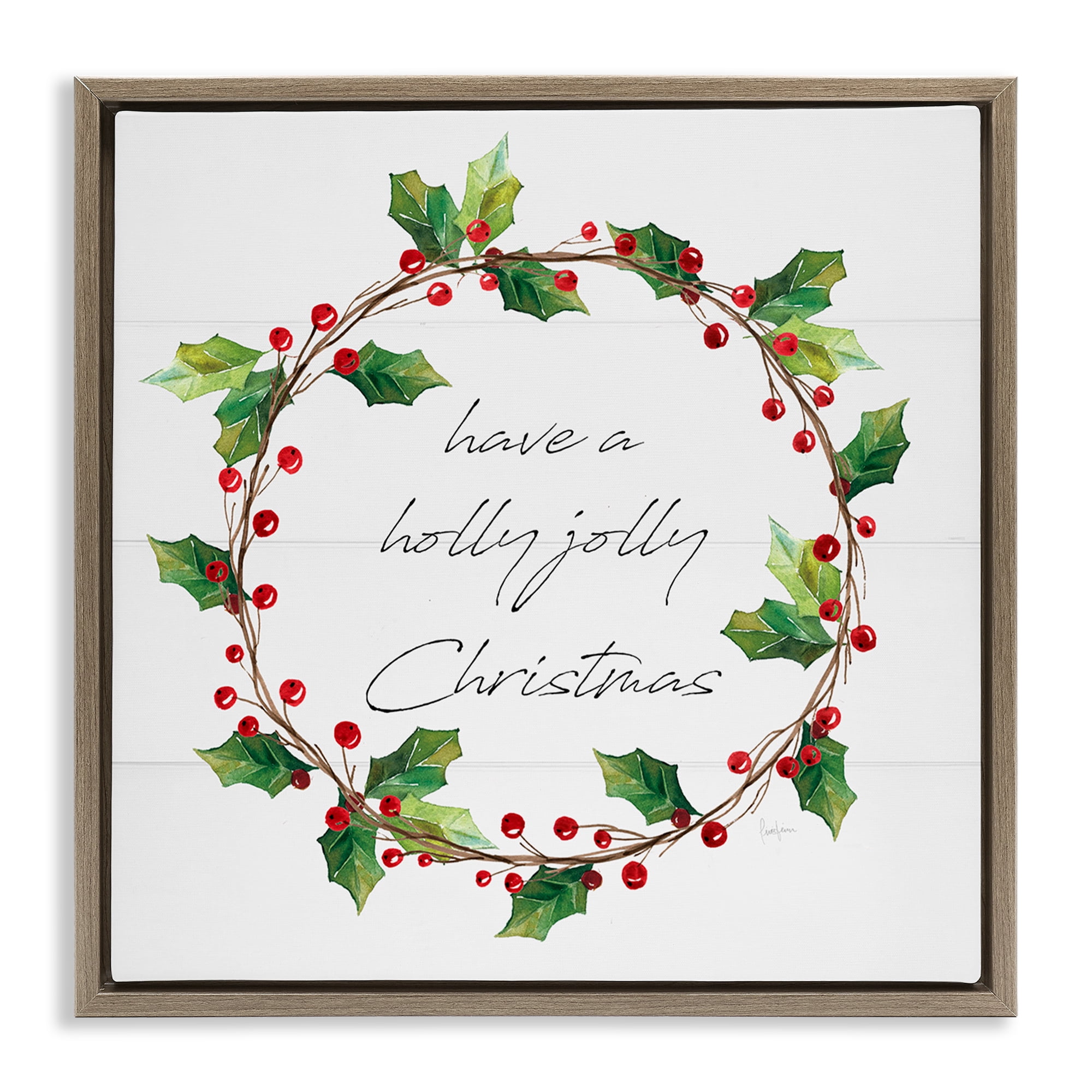 Stupell Industries Christmas Seasonal Phrase Holiday Painting Brown Floater Framed Canvas Art Prints Wall Art, 18 x 18