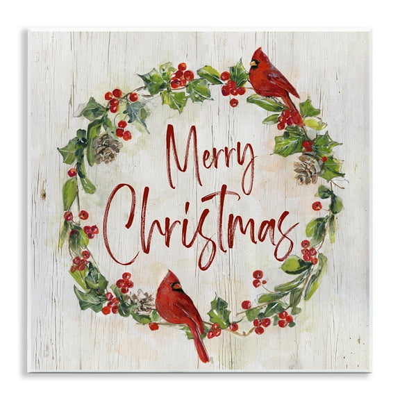 Stupell Industries Christmas Seasonal Wreath Holiday Painting Unframed Art Prints Wall Art, 12 x 12