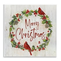 Stupell Industries Christmas Seasonal Wreath Holiday Painting Unframed Art Prints Wall Art, 12 x 12