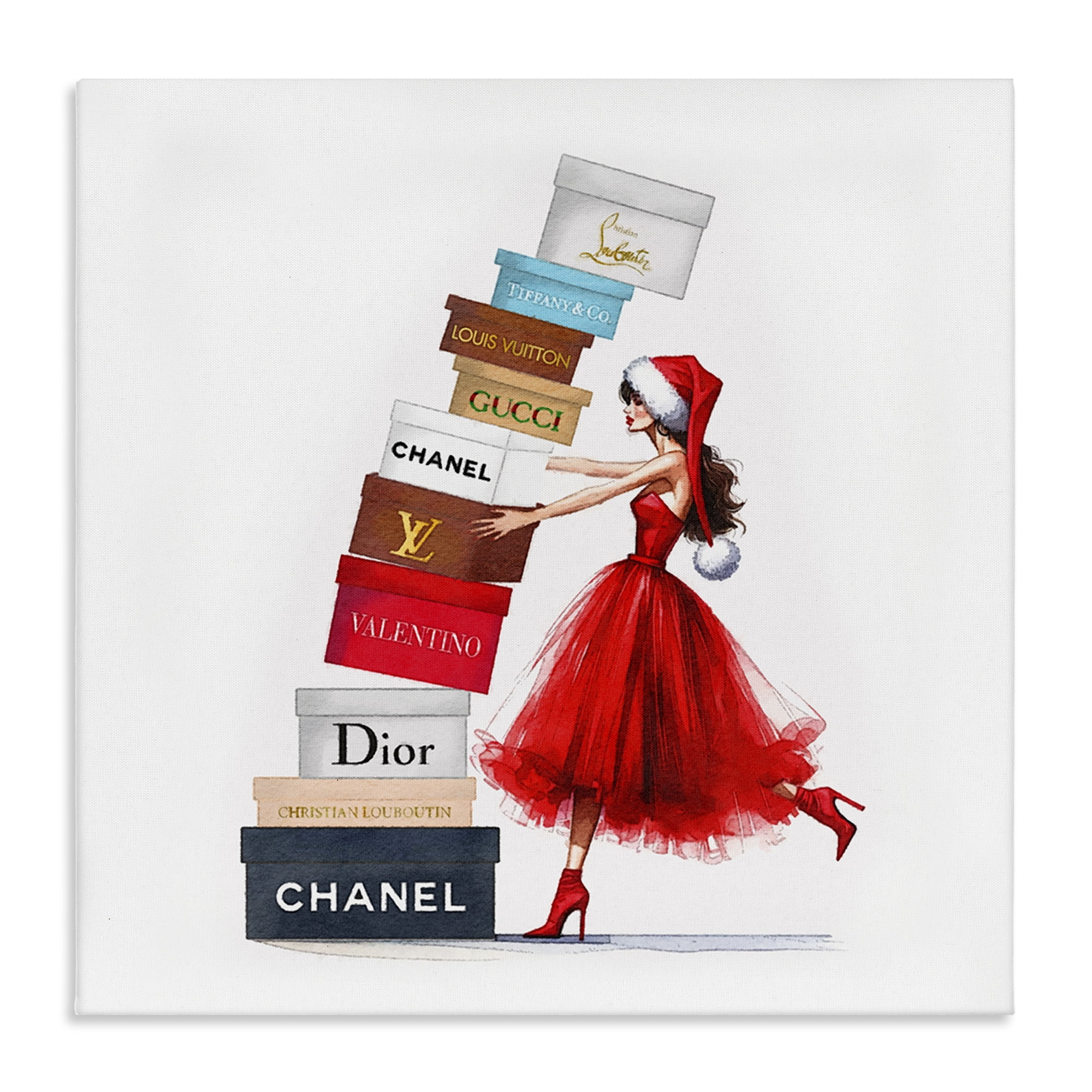 Stupell Industries Christmas Shopping Boxes Holiday Painting Gallery Wrapped Canvas Art Prints Wall Art, 36 x 36