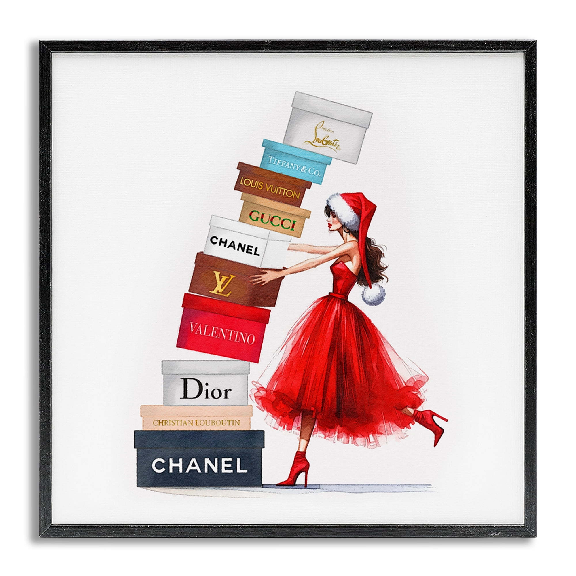 Stupell Industries Christmas Shopping Boxes Holiday Painting Gray Framed Art Prints Wall Art, 17 x 17