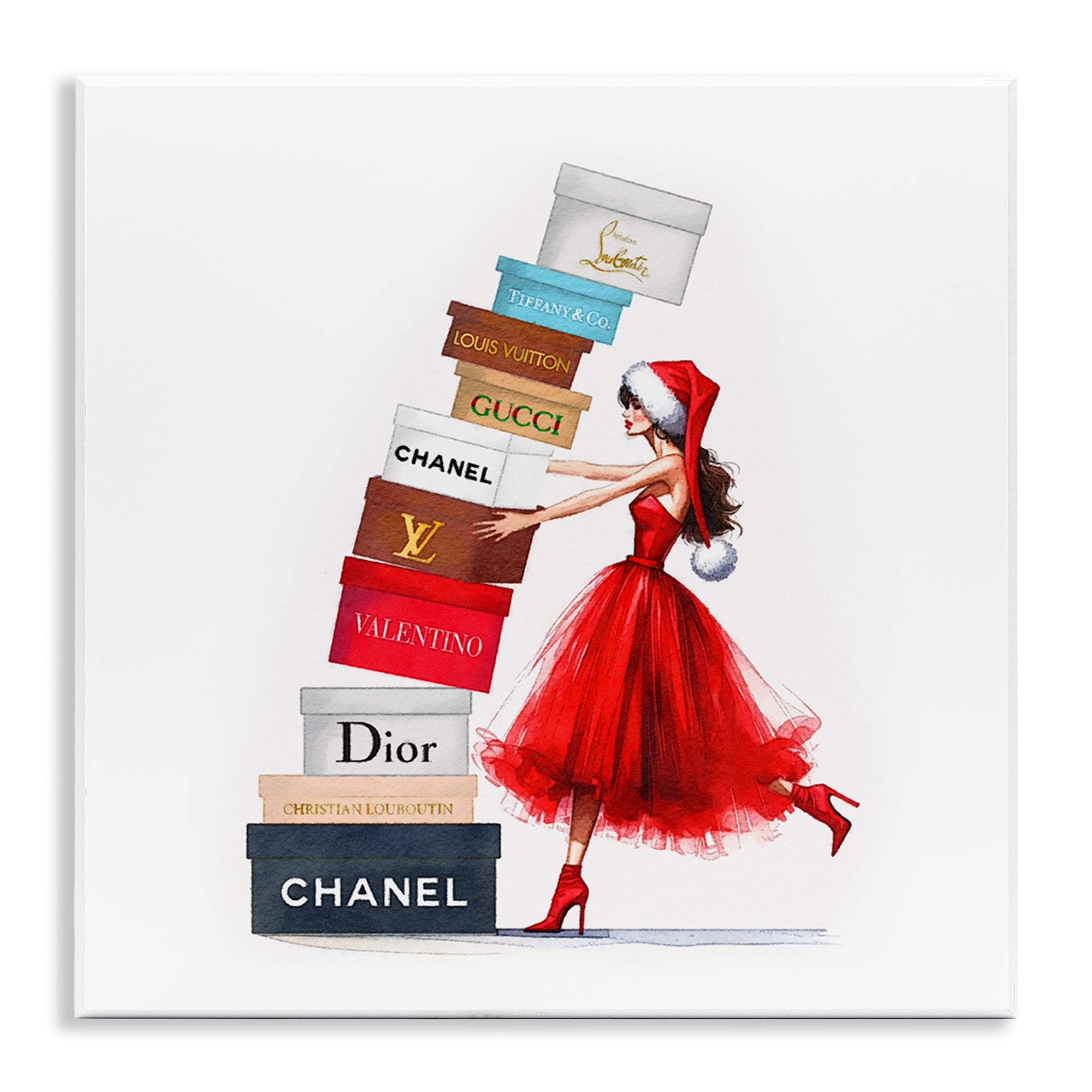 Stupell Industries Christmas Shopping Boxes Holiday Painting Unframed Art Prints Wall Art, 12 x 12