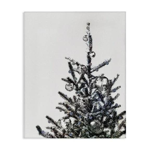 Stupell Industries Christmas Tree Disco Balls Holiday Painting Gallery Wrapped Canvas Art Print Wall Art, 16 x 20