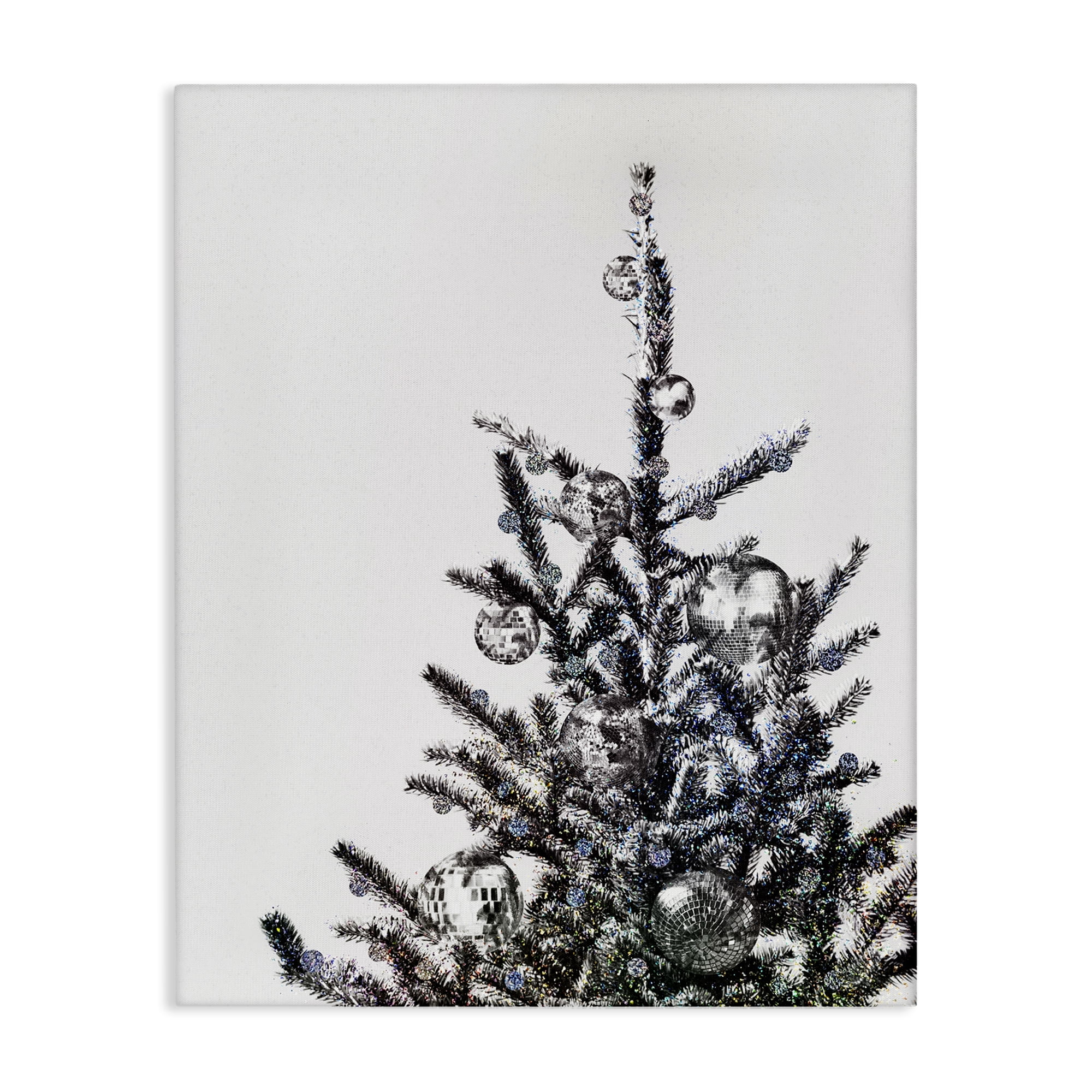 Stupell Industries Christmas Tree Disco Balls Holiday Painting Gallery Wrapped Canvas Art Print Wall Art, 30 x 40