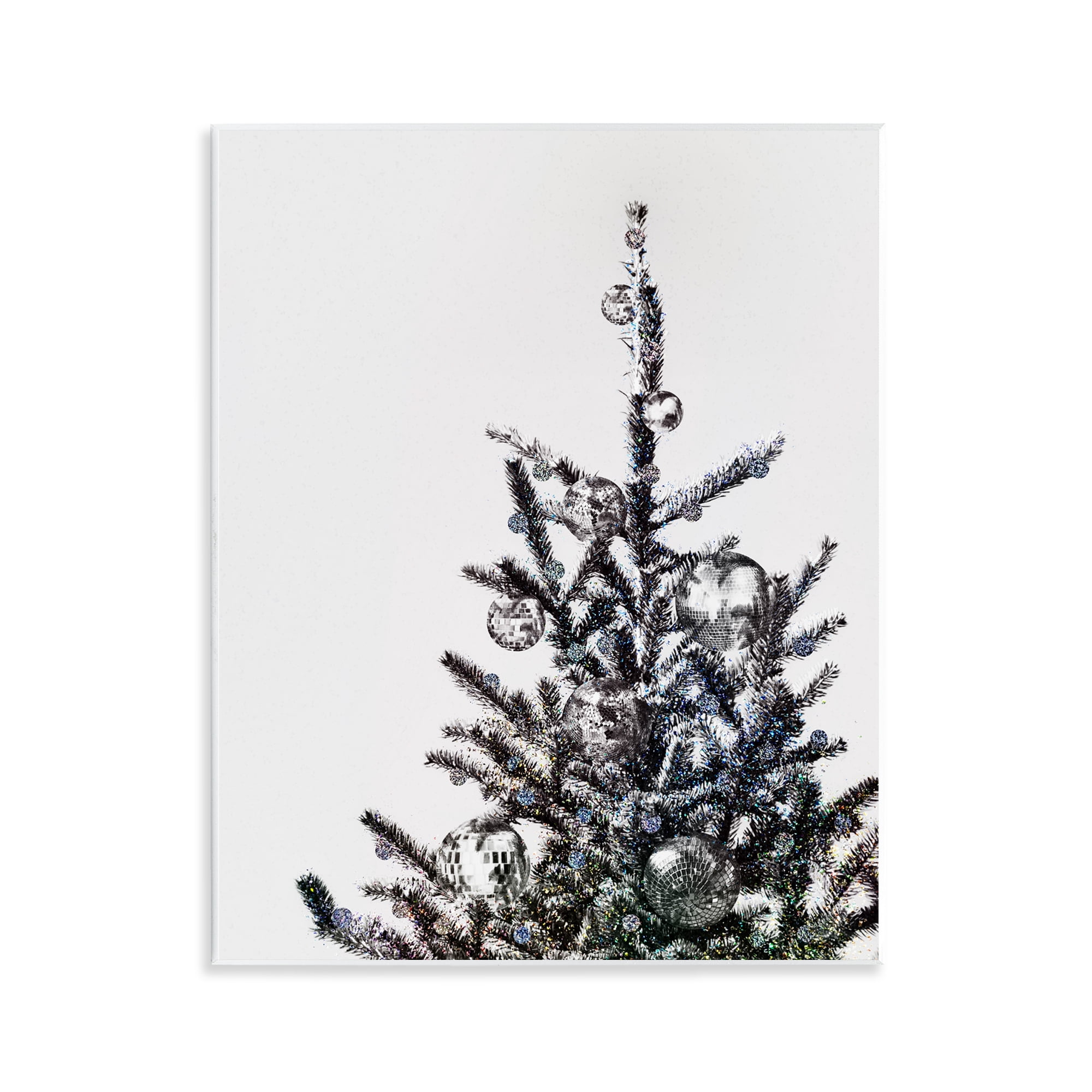 Stupell Industries Christmas Tree Disco Balls Holiday Painting Unframed Art Print Wall Art, 11 x 14