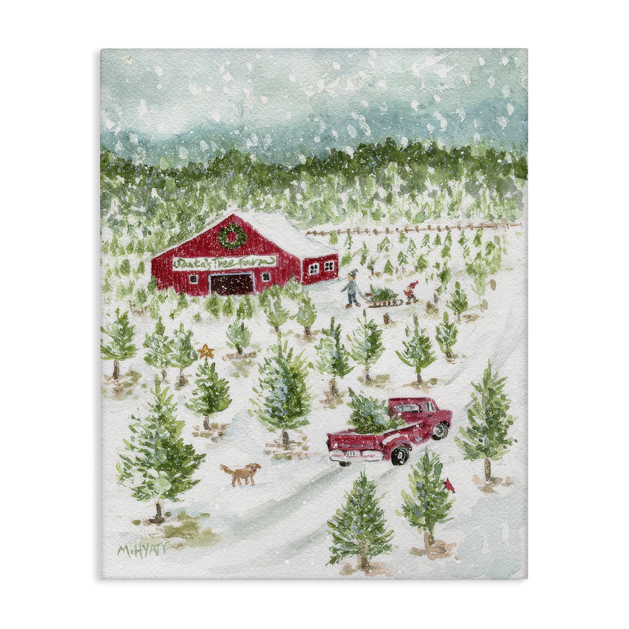 Stupell Industries Christmas Tree Farm Holiday Painting Gallery Wrapped Canvas Art Prints Wall Art, 16 x 20