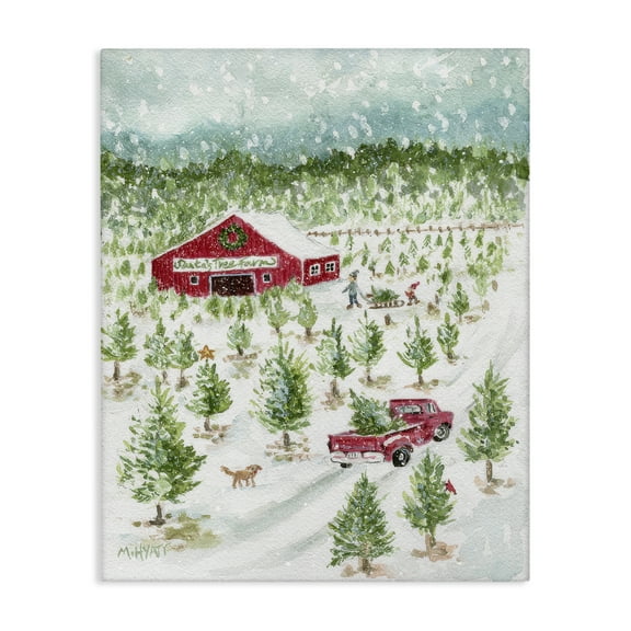 Stupell Industries Christmas Tree Farm Holiday Painting Gallery Wrapped Canvas Art Prints Wall Art, 16 x 20