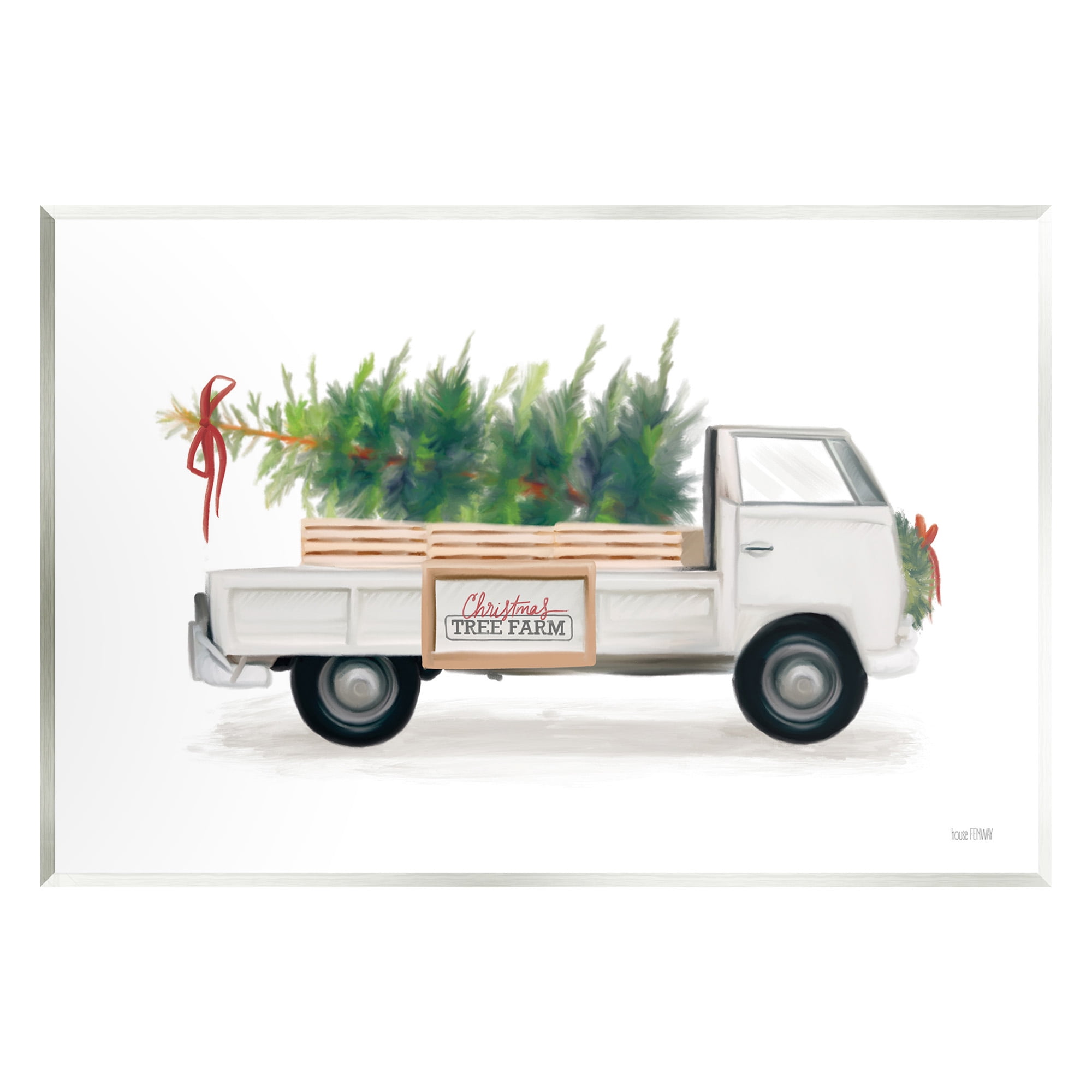 Stupell Industries Christmas Tree Farm Truck Holiday Painting Unframed Art Print Wall Art, 15 x 10