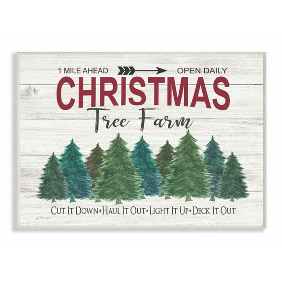 Stupell Industries Christmas Tree Farm Wood Texture Holiday Word Design Wood Wall Art By Artist Jo Moulton