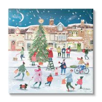 Stupell Industries Christmas Tree Town Scene Holiday Painting Gallery Wrapped Canvas Print Wall Art