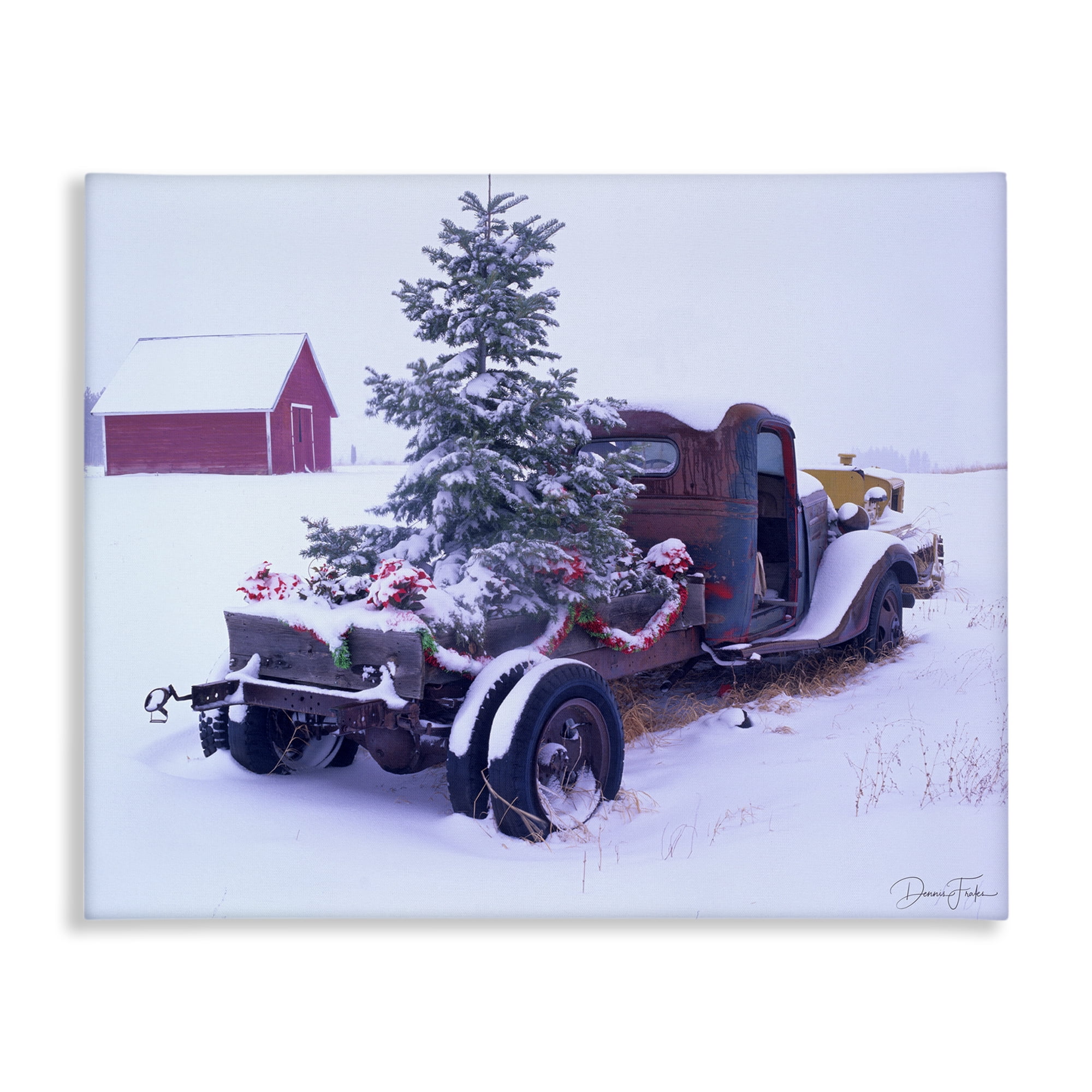 Stupell Industries Christmas Tree Truck Holiday Painting Gallery Wrapped Canvas Art Print Wall Art, 48 x 36