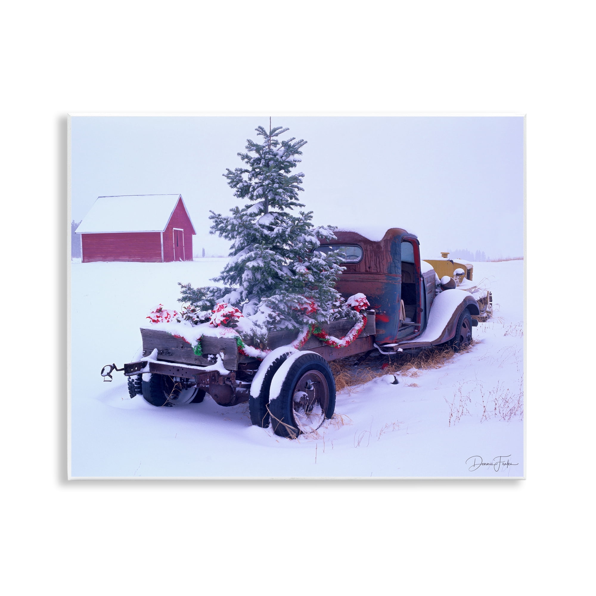 Stupell Industries Christmas Tree Truck Holiday Painting Unframed Art Print Wall Art, 14 x 11