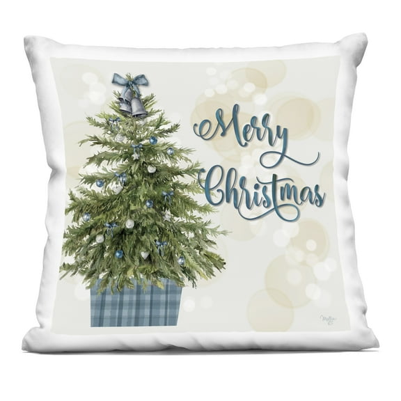 Stupell Industries Christmas Tree in Plaid Stand Design by Mollie B. Throw Pillow