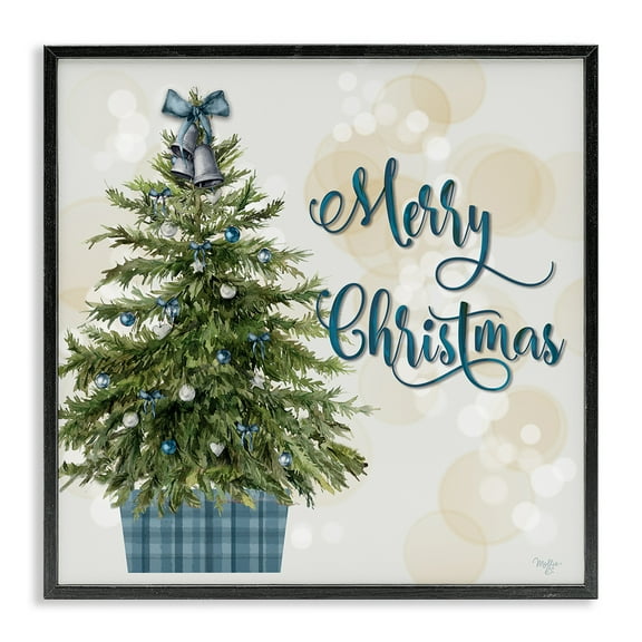 Stupell Industries Christmas Tree in Plaid Stand Holiday Painting Black Framed Art Print Wall Art, 24 x 24