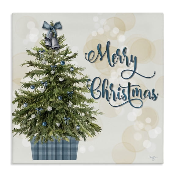 Stupell Industries Christmas Tree in Plaid Stand Holiday Painting Wrapped Canvas Canvas Art Print Wall Art, 17 x 17