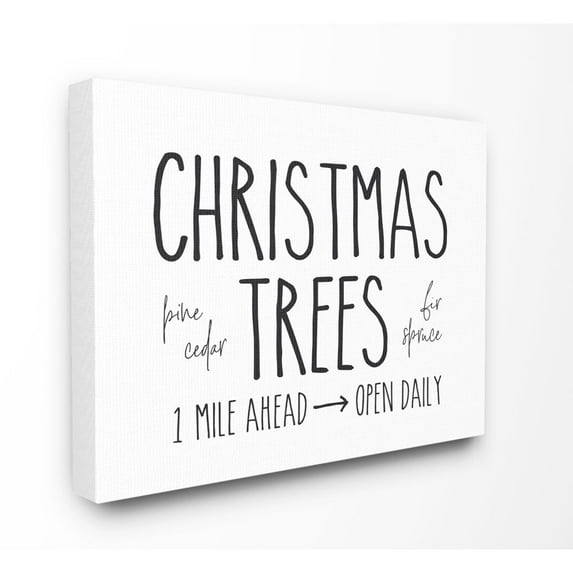 Stupell Industries Christmas Trees Farm Sold Holiday Black And White Word DesignCanvas Wall Art By Artist Lettered and Lined