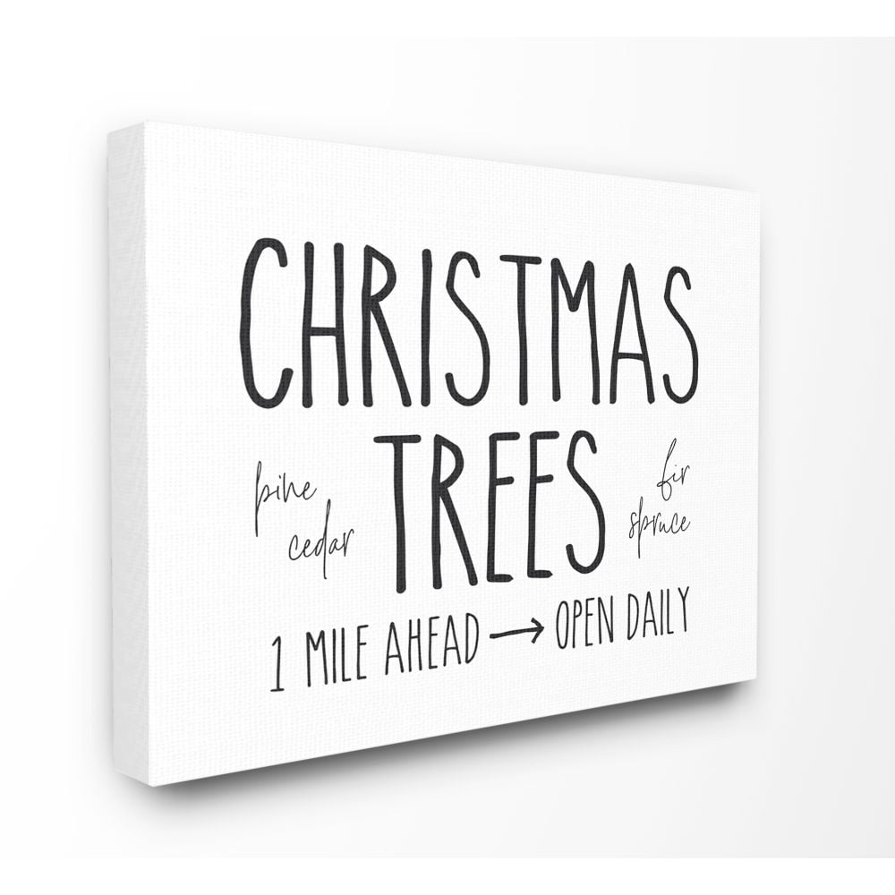 Stupell Industries Christmas Trees Farm Sold Holiday Black And White Word DesignCanvas Wall Art By Artist Lettered and Lined