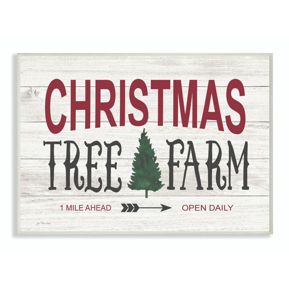 Stupell Industries Christmas Trees Farm Wood Texture Holiday Word Design Wood Wall Art By Artist Jo Moulton