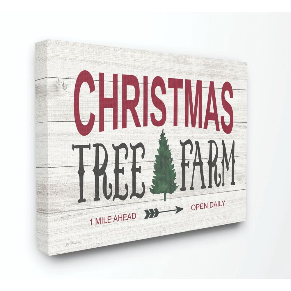 Stupell Industries Christmas Trees Farm Wood Texture Holiday Word DesignCanvas Wall Art By Artist Jo Moulton
