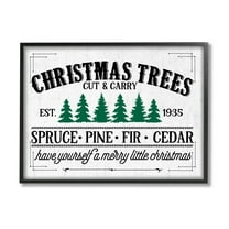 Stupell Industries Christmas Trees Vintage Sign Graphic Art Black Framed Art Print Wall Art, Design by Lettered and Lined